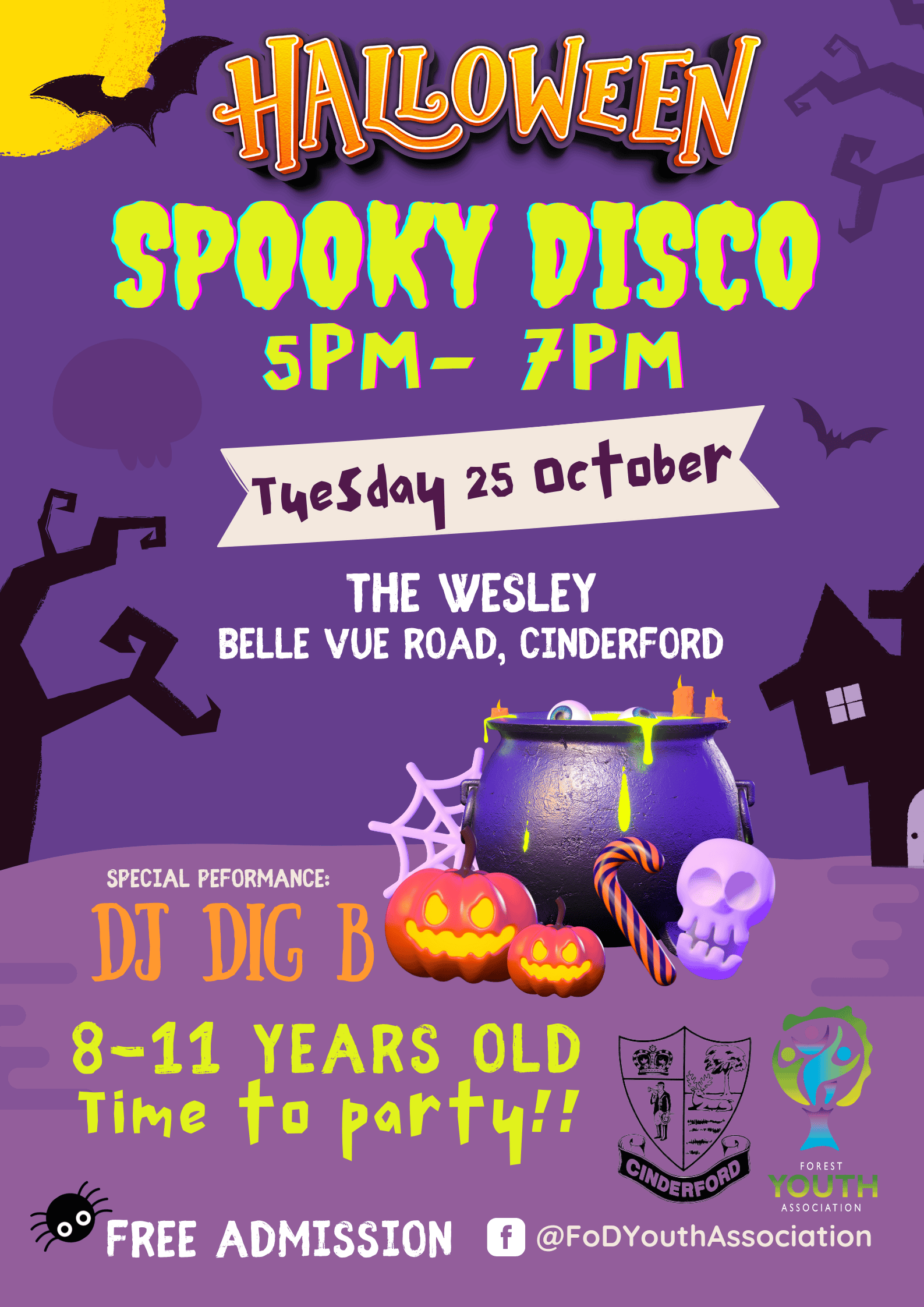 Half Term Spooky Disco Tuesday 25th October 2022 Cinderford Town 